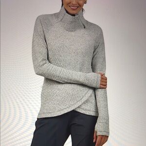 IBKUL Women’s Popcorn Stitch Asymmetrical Zip Pullover Gray Size S